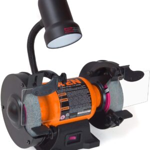 WEN BG4276 2.1-Amp 6-Inch Single Speed Bench Grinder with Flexible Work Light, Black,orange