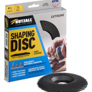 Kutzall Extreme Shaping Disc - Very Coarse, 4-1⁄2" (114.3mm) Dia. X 7⁄8" (22.2mm) Bore - Woodworking Angle Grinder Attachment for DeWalt, Bosch, Milwaukee, Makita. Abrasive Tungsten Carbide, SD412X120