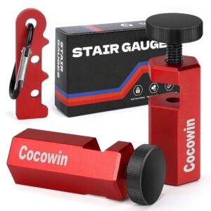 Red Cocowin Tall Stair Gauges for Framing Square with Holder and Carabiner Stair guages Knobs Tool for Circular Saw Metal Stair Stringer Layout Tool for Carpentry Squares Stair and Rafter Gauge Clamps