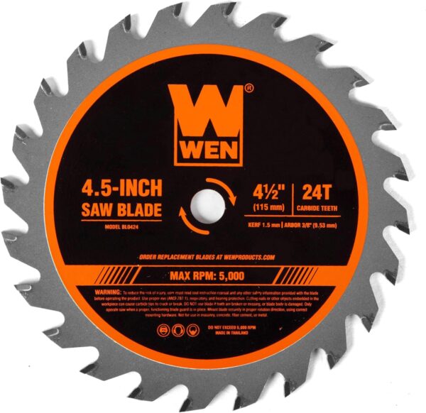 Triple Pack of WEN 4-1/2-Inch 24-Tooth Woodworking Saw Blades for Compact Circular Saws (BL0424) - Image 2