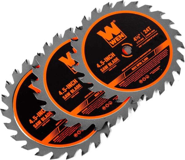 WEN 4-1/2-Inch 24-Tooth Woodworking Saw Blade for Compact and Mini Circular Saws, Three Pack (BL0424)