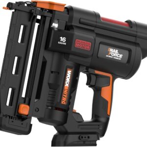 Worx Nitro 20V 16GA Finish Nailer Cordless 70 Nails/Min Sinks Up to 2-1/2", Compact Cordless Nail Gun w/Tool-Free Jam Release, Brushless Nail Gun Battery Powered WX841L.9 – Tool Only