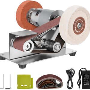 Mini Belt Sander, 7 Adjustable Speed Electric Knife Sharpener, 15 Degree Belt Grinder, Power Belt Sander for Metal Working and Woodworking