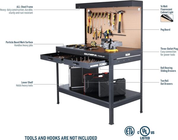 Ultimate Workbench: Olympia Tools with Power Outlets and Light - Image 4