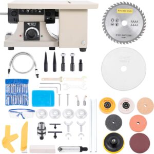 DZQ Mini Table Saw Jewelry Making Polisher w/Flex Shaft Multifunctional Bench Grinder Sander Buffing Machine Woodworking Tool 69Pcs Accs 10,000Rpm 750W