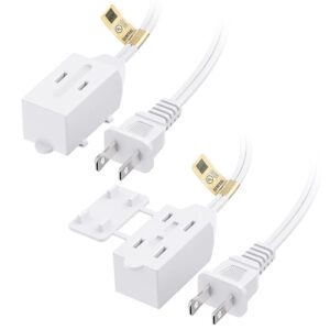 [UL Listed] Cable Matters 2-Pack 16 AWG 2 Prong Extension Cord 6 ft, 13A 3-Outlet Extension Cords with Tamper Guard, 13 Amp, 1625 Watts, White