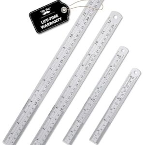 Mr. Pen Steel Rulers, 6, 8, 12, 14 inch Metal Rulers, Pack of 4