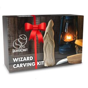 BeaverCraft Whittling Kit for Beginners, Wood Carving Kit for Beginners - Wood Carving Tools Woodworking Kit for Adults and Teens - Whittling Knife Kit with Wood Blocks - Wood Carving Set DIY03 Wizard