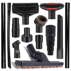 13Pcs Universal Vacuum Attachment Kit 1-1/4" Vacuum Hose Adapter Wet Dry Plastic Vacuum Cleaners Accessories with Extension Wand Horse Hair Brush Flexible Crevice Tool Adapter for Shop Vac Attachment