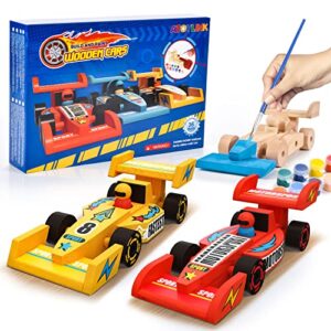 Atoylink DIY Wooden Cars Crafts for Kids Easy Assemble & Paint Your Own Race Cars 3 Pack Model Car Kits Woodworking Arts and Crafts for Boys Girls Gifts