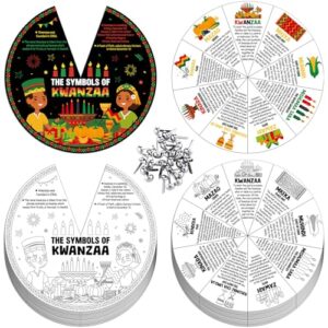 Spiareal 30 Set Kwanzaa Crafts for Kids DIY Kwanzaa Coloring Wheels Crafts Color Your Own Art Wheel Kit African Heritage Black History Decoration for Home Party Favors