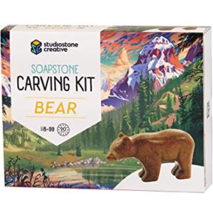 STUDIOSTONE CREATIVE DIY Arts & Crafts Carving Kit Kids Adults Bear Sculpture Soapstone