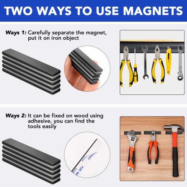 Here's a revised, SEO-friendly title:

Super Strong Neodymium Magnets: 5 Black Bar Magnets w/ Adhesive Backing - Image 2