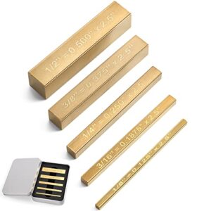 Brass Setup Blocks Height Gauge Set - Set of 5 Accurate Table Saw Accessories for Woodworkers - Bars Include Laser Engraved Size Markings