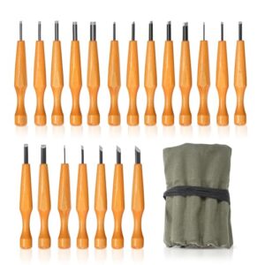 Wood Carving Tools Set - 20 Pcs Wood Carving Knife Set Beginner Kit Wood Whittling Kit with Canvas Case for Adults Children, Carving DIY Wood Carving Kit - Perfect for Beginners and Experts