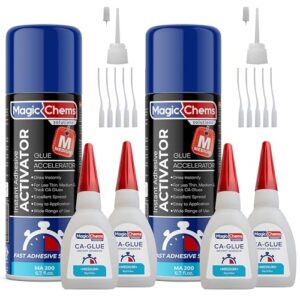 CA Glue with Activator (4 x 0.8 oz + 2 x 6.7 fl oz), Cyanoacrylate Glue and Activator, Super Glue with Activator, CA Glue and Accelerator (2 Pack)