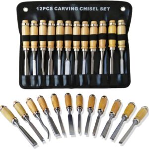 MARKETTY Wood Carving Chisels Sets - 12 Pcs, DIY Wood Carving Kit for Beginners, Sharp Woodworking Tools, Ideal for Beginners Gift